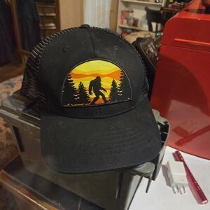 Black Trucker Hat with Sunset Patch